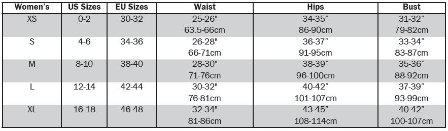 Piper Breeches Size Chart