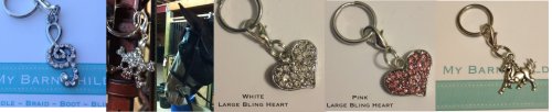 my barn child bridle charms;Treble Clef, Skull, White and Pink Hearts, petite pony