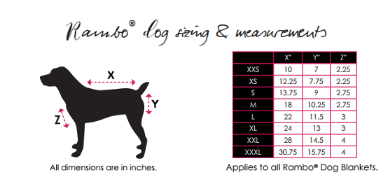 Amigo Dog Blanket Size Chart