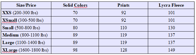 Jammin Jammies Size Chart